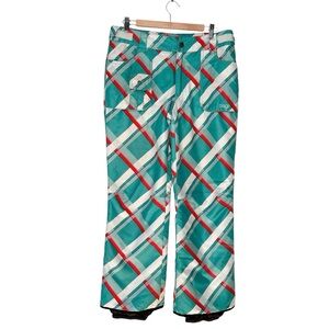 Orage | Green and Orange Plaid Ski Snowboard Pants Size Medium